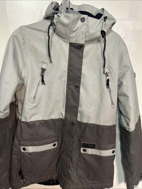 Two-Tone Gray/Charcoal Ski Jacket with Hood